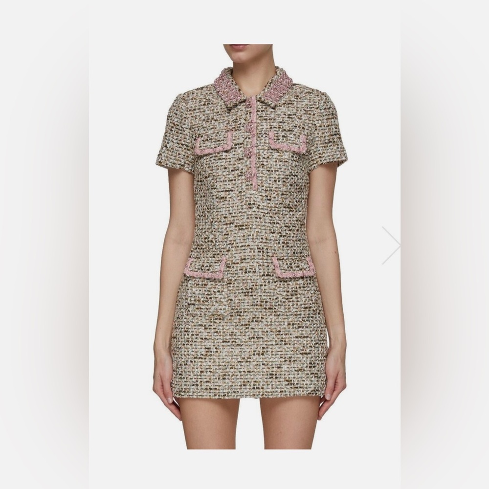 self portrait crystal embellished tweed dress US2